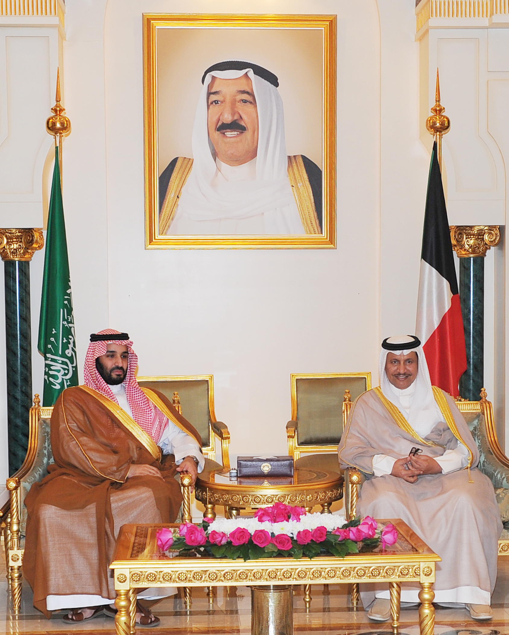 His Highness the Prime Minister Sheikh Jaber Al-Mubarak Al-Hamad Al-Sabah receives Saudi Deputy Crown Prince Mohammad bin Salman bin Abdulaziz