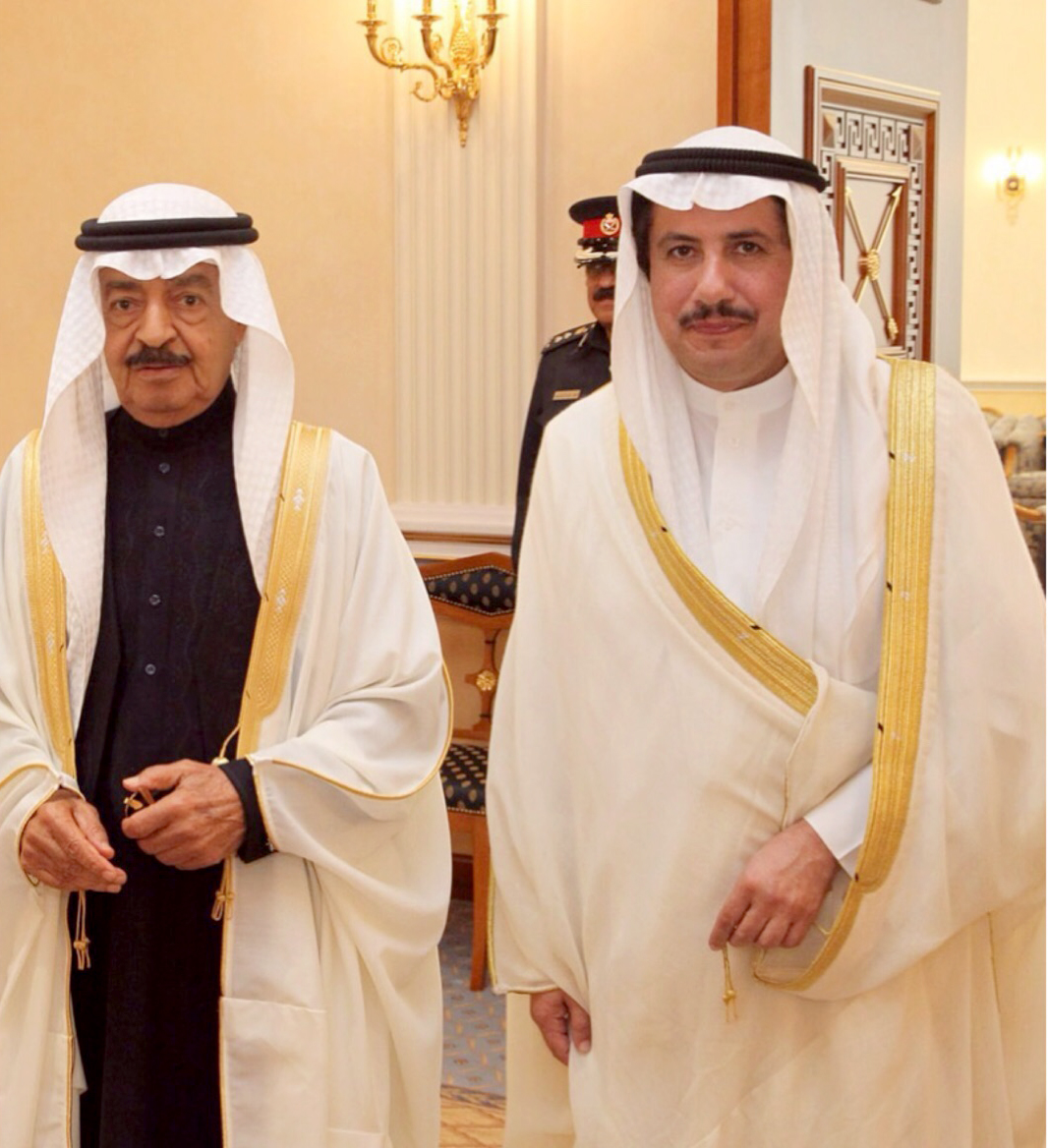 Bahrain's Prime Minister Prince Khalifa bin Salman Al-Khalifa with dean of the diplomatic corps and Kuwait's ambassador to the Kingdom, Sheikh Azzam Al-Sabah