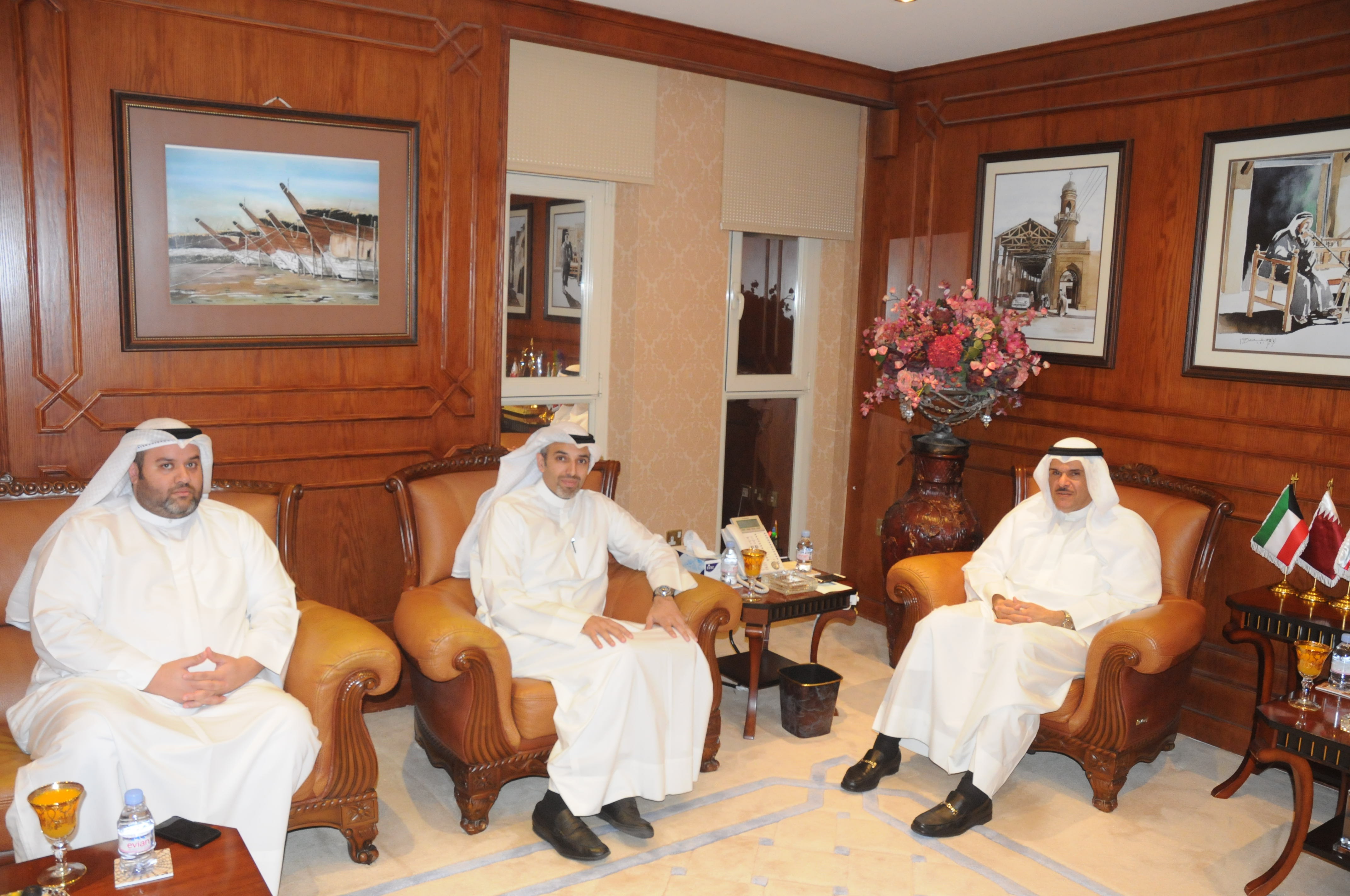 Minister of Information and Minister of State for Youth Affairs Sheikh Salman Sabah Salem Al-Humoud Al-Sabah  while meeting with Chief Editor of Kuwait Times Abd Al-Rahman Al-Alyan, accompanied by Ziad Al-Alyan