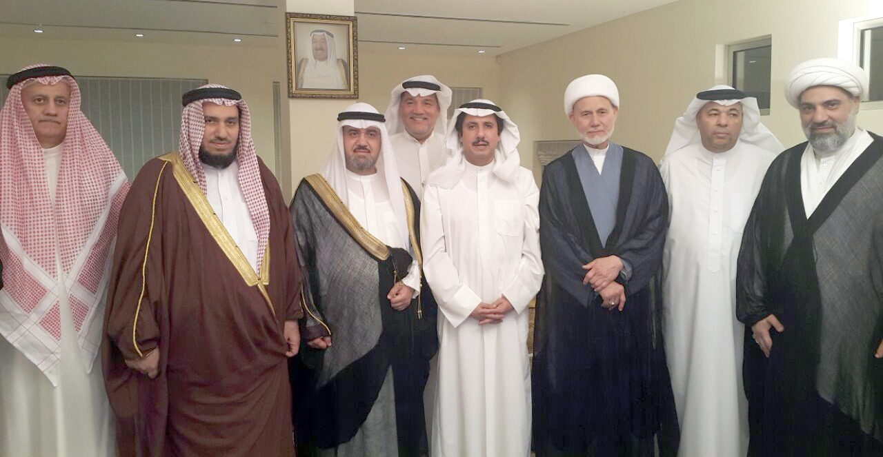 Dean of the Diplomatic Corps, Kuwait's Ambassador to Bahrain Sheikh Azzam Mubarak Al-Sabah during a meeting with a number of Bahraini senior religious scholars