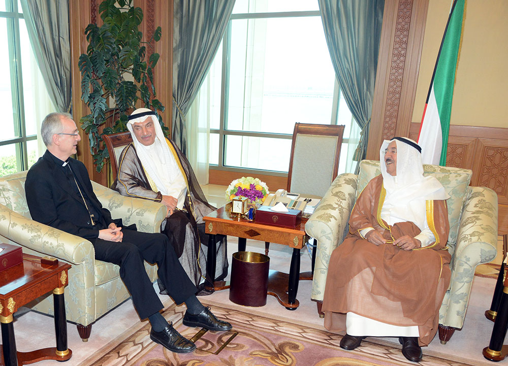 His Highness the Amir Sheikh Sabah Al-Ahmad Al-Jaber Al-Sabah received Vatican's outgoing Ambassador to Kuwait Archbishop Petar Rajic