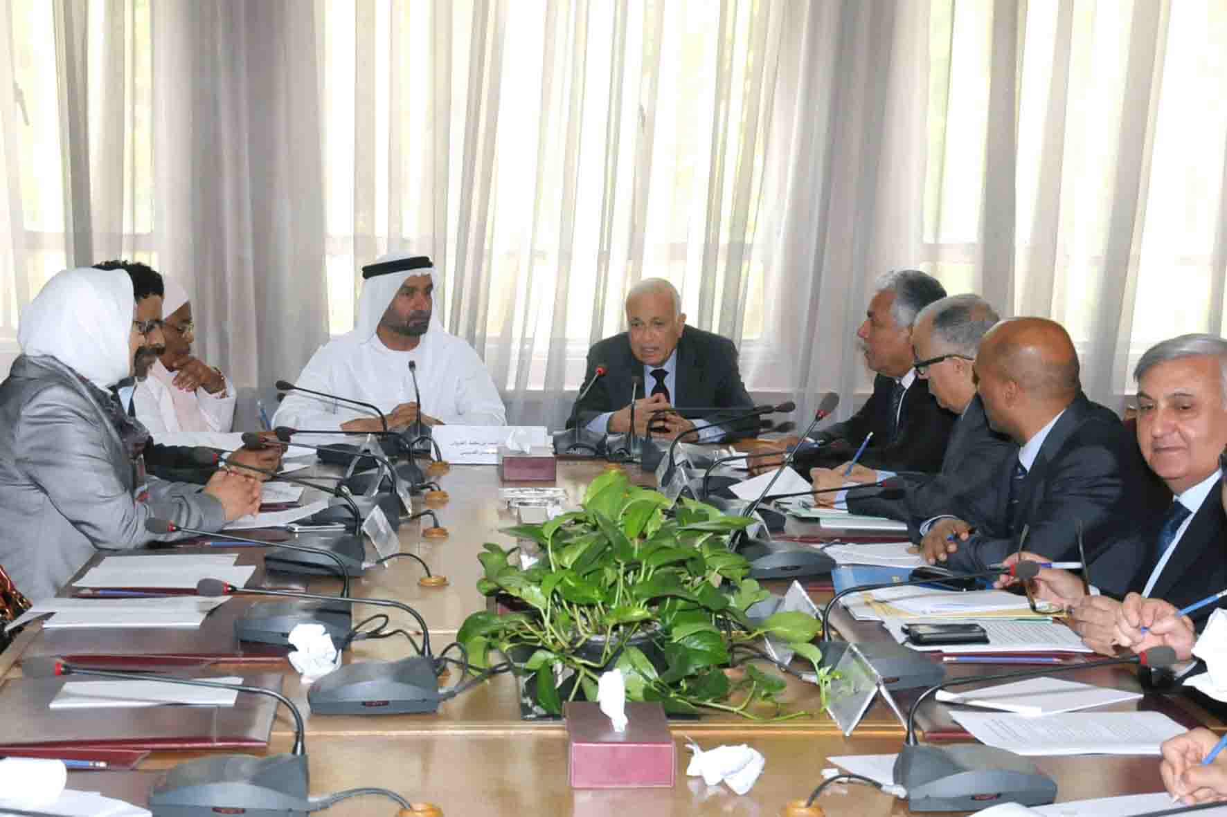 Arab Parliament (AP) president Ahmed bin Mohammed Al-Jarwan and Arab League Secretary General Nabil Al-Araby during the urgent meeting