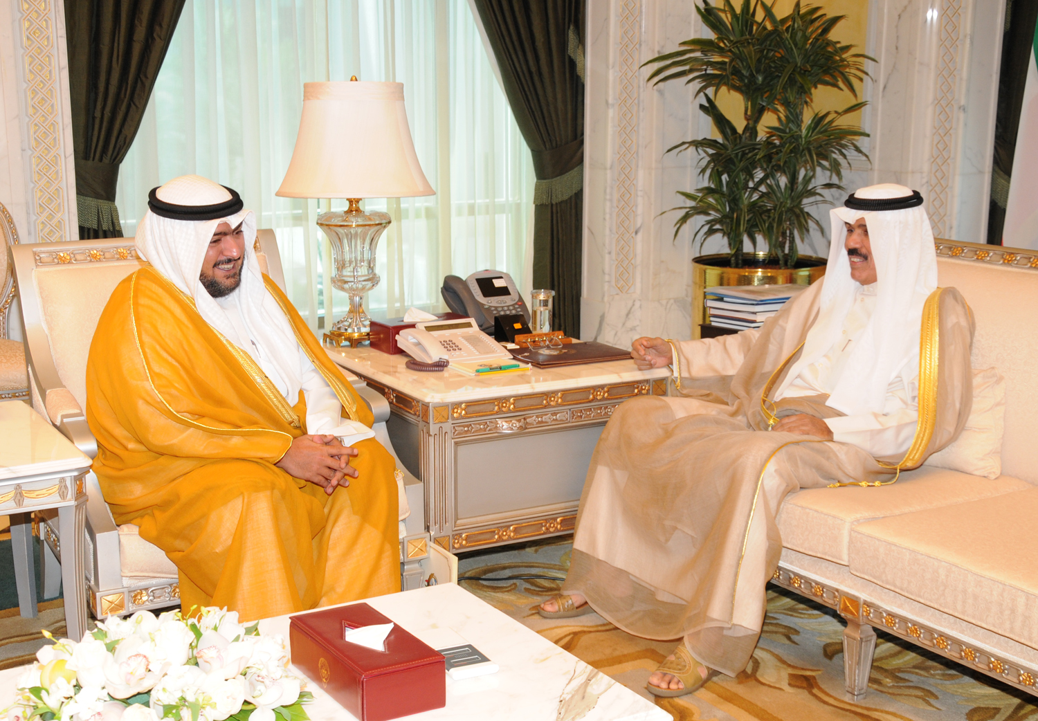 His Highness the Deputy Amir and Crown Prince Sheikh Nawaf Al-Ahmad Al-Jaber Al-Sabah received  the National Security Apparatus Sheikh Thamer Ali Al-Sabah