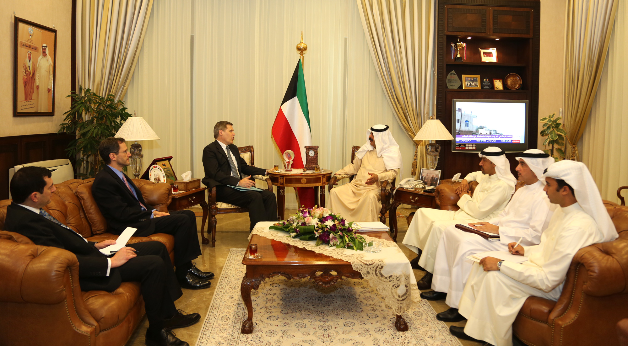 Deputy Foreign Minister Khaled Al-Jarallah meets ex-US ambassador to Kuwait Matthew Tueller