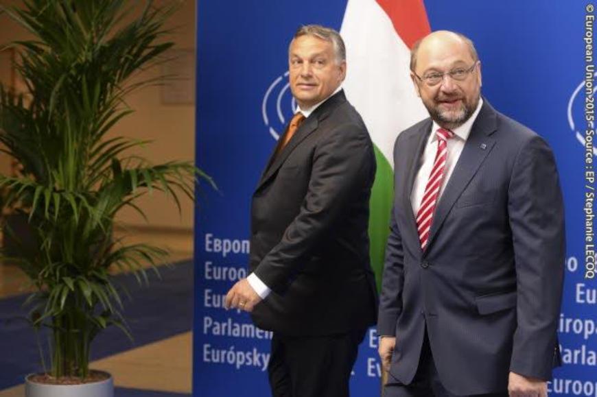 President of the European Parliament Martin Schulz with  Hungarian Prime Minister Viktor Orban