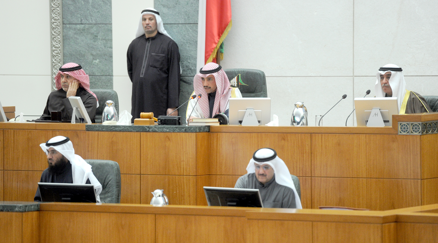 Parliament Speaker Marzouq Al-Ghanim during today's session