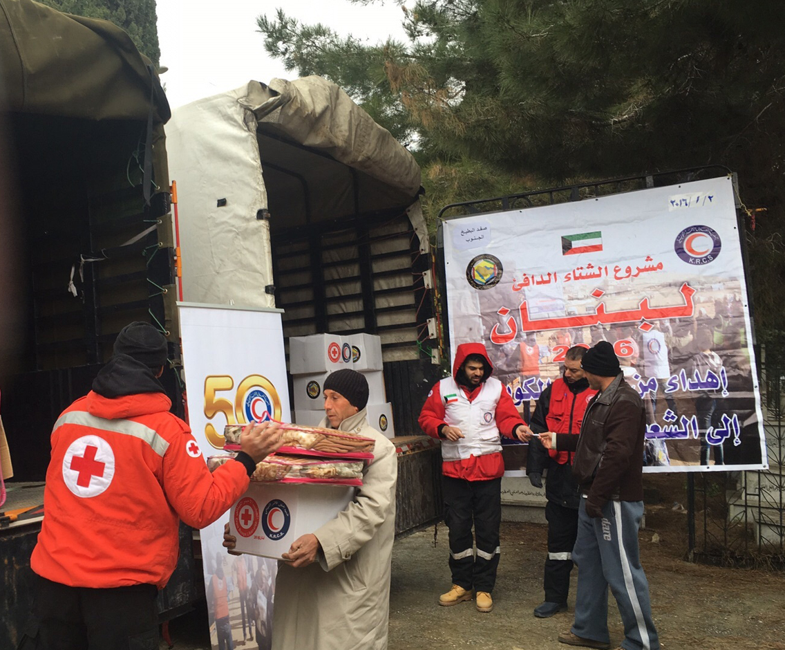 Kuwait Red Crescent Society (KRCS) relief aid distribution to Syrian refugee families continues in Lebanon