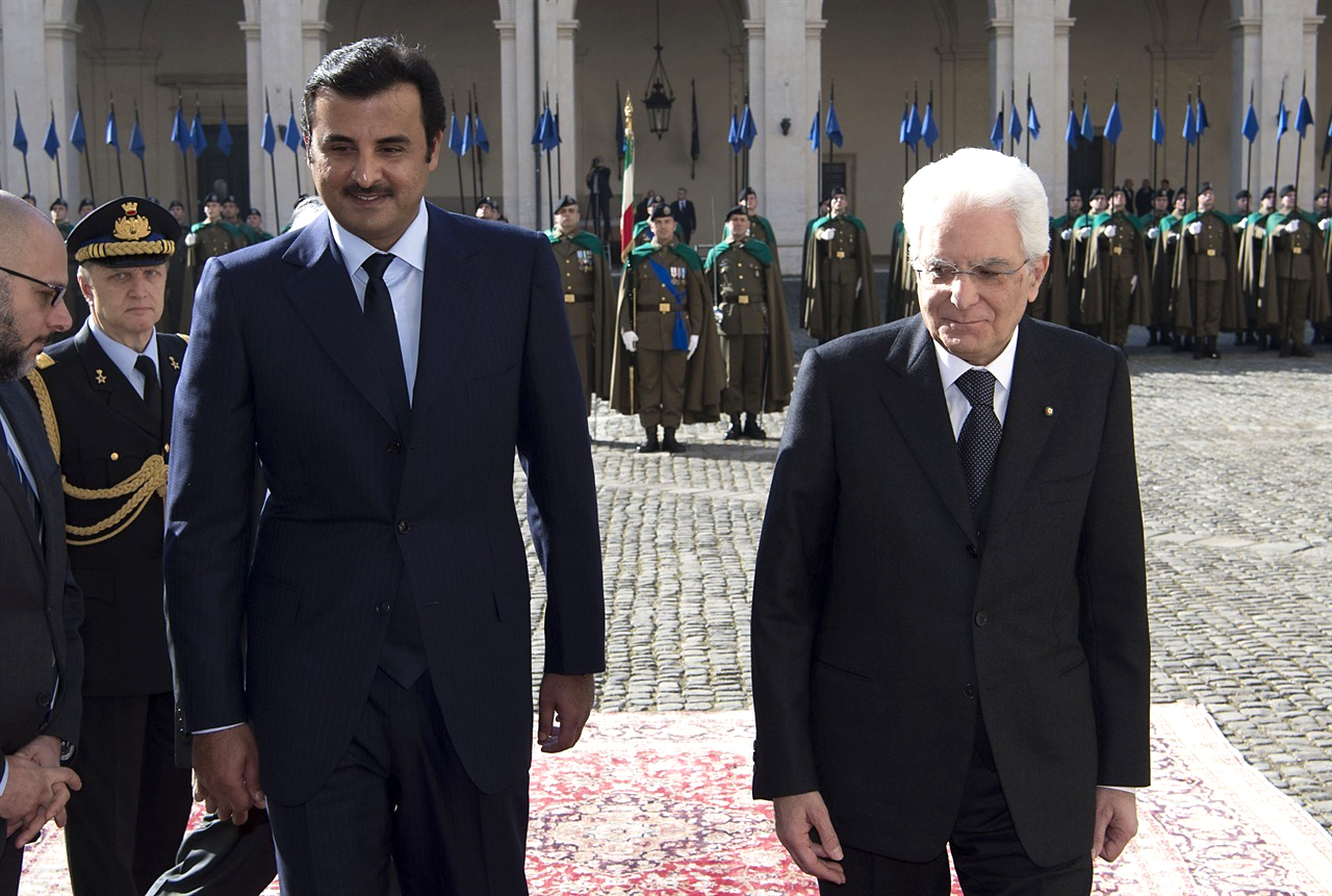 Italian President  Sergio Mattarella receives Qatari Amir Sheikh Tamim bin Hamad Al Thani in Rome
