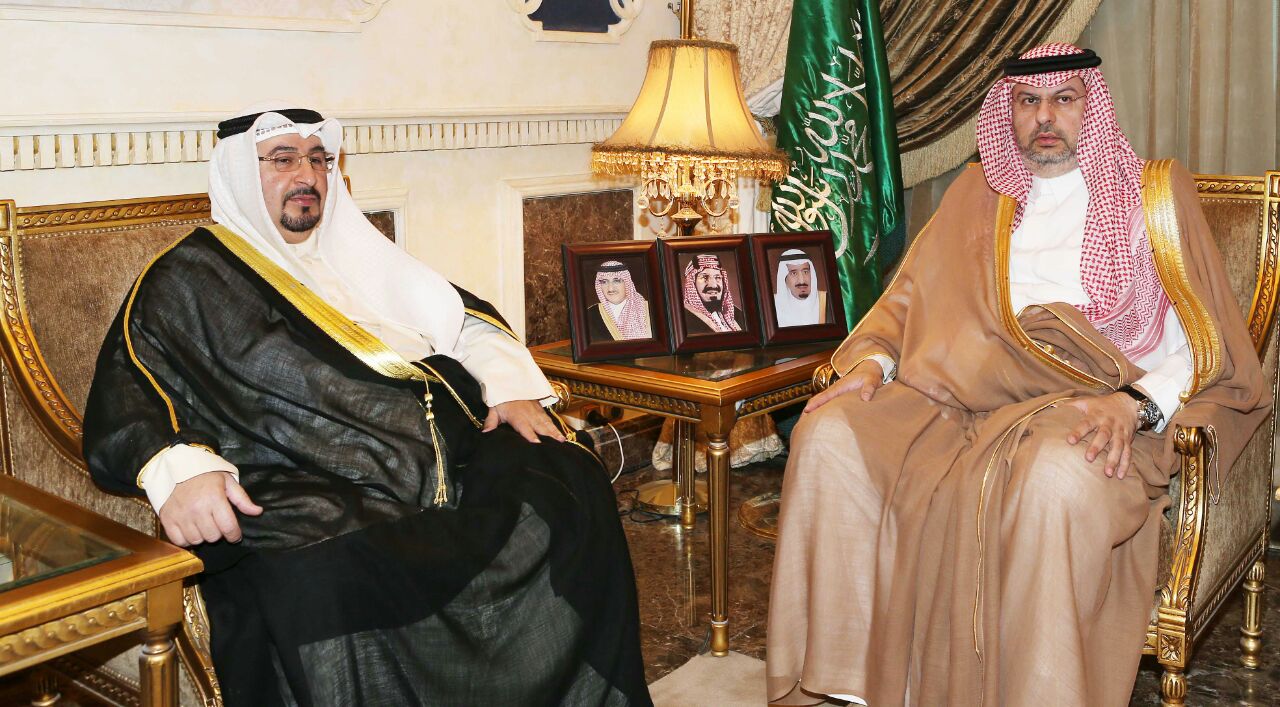 Chairman of Kuwait's Olympic Committee Sheikh Fahad Jaber Al-Ali Al-Sabah meets with Chairman of the Saudi Public Authority for Sports Prince Abdullah bin Msaad