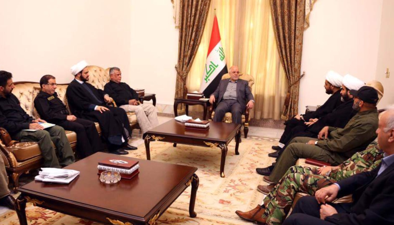 Iraqi Prime Minister Haidar Al-Abadi  meets leaders of Popular Mobilization Forces (PMF) to discuss the military plans