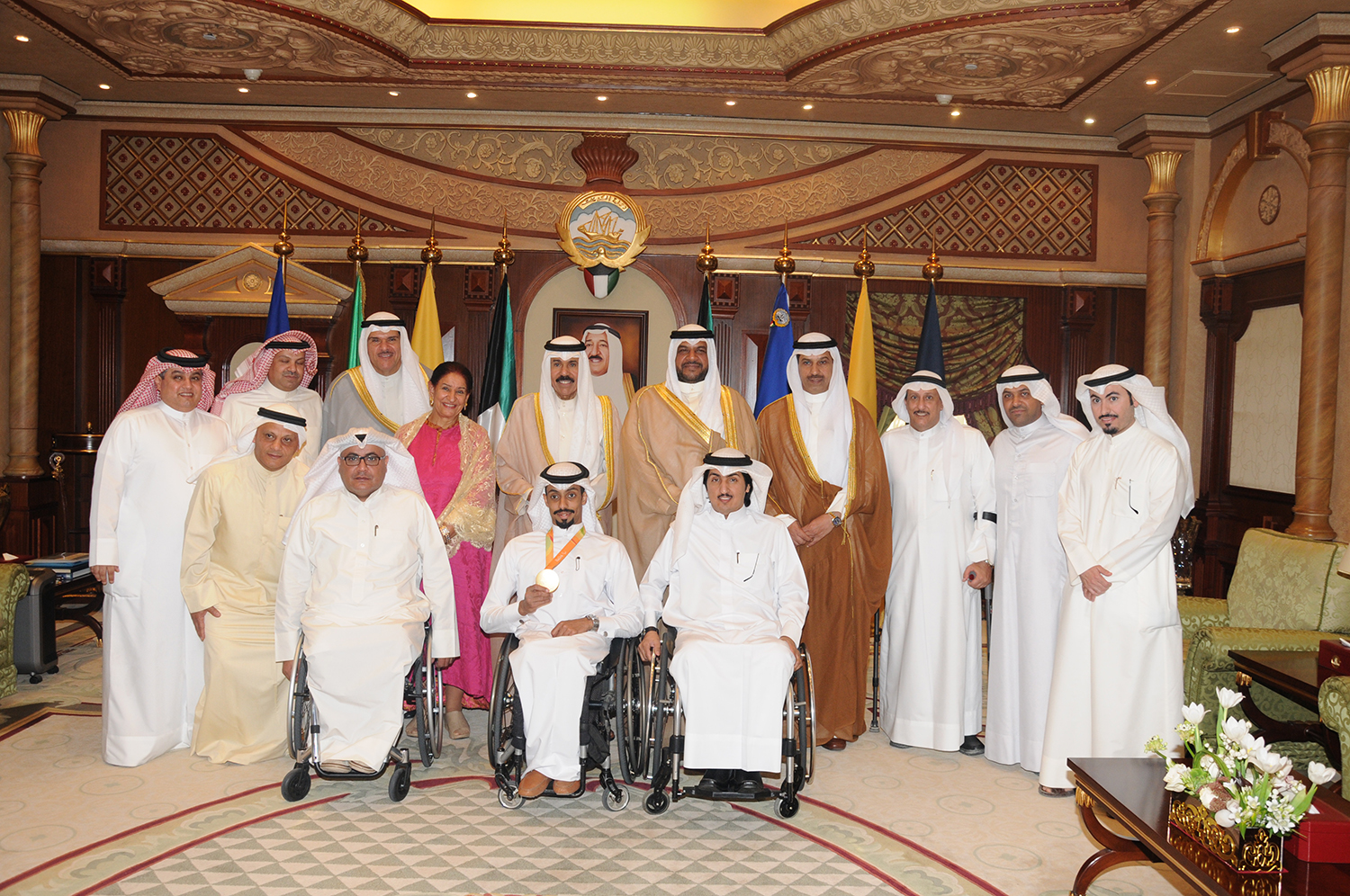 His Highness the Crown Prince Sheikh Nawaf Al- Ahmad Al-Jaber Al-Sabah receives Kuwaiti Paralympics Champion Ahmad Naqa Al-Mutairi