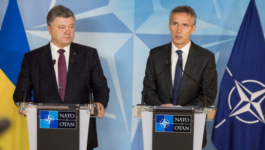 NATO Secretary General Jens Stoltenberg during press conference with Ukrainian President Petro Poroshenko