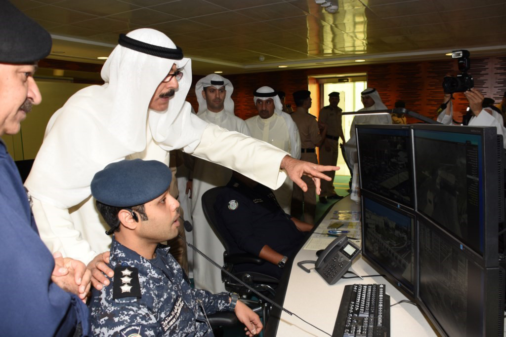 Deputy Prime Minister and Interior Minister Sheikh Mohammad Al-Khaled Al-Hamad Al-Sabah during the nauguration of the reserve website of the electronic security computer systems at the ministry