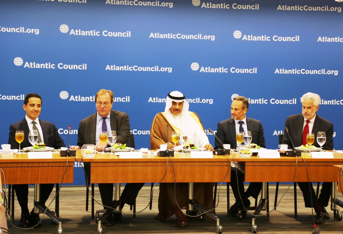 Kuwait's First Deputy Prime Minister and Foreign Minister Sheikh Sabah Khaled Al-Hamad Al-Sabah delivers lecture at Atlantic Council