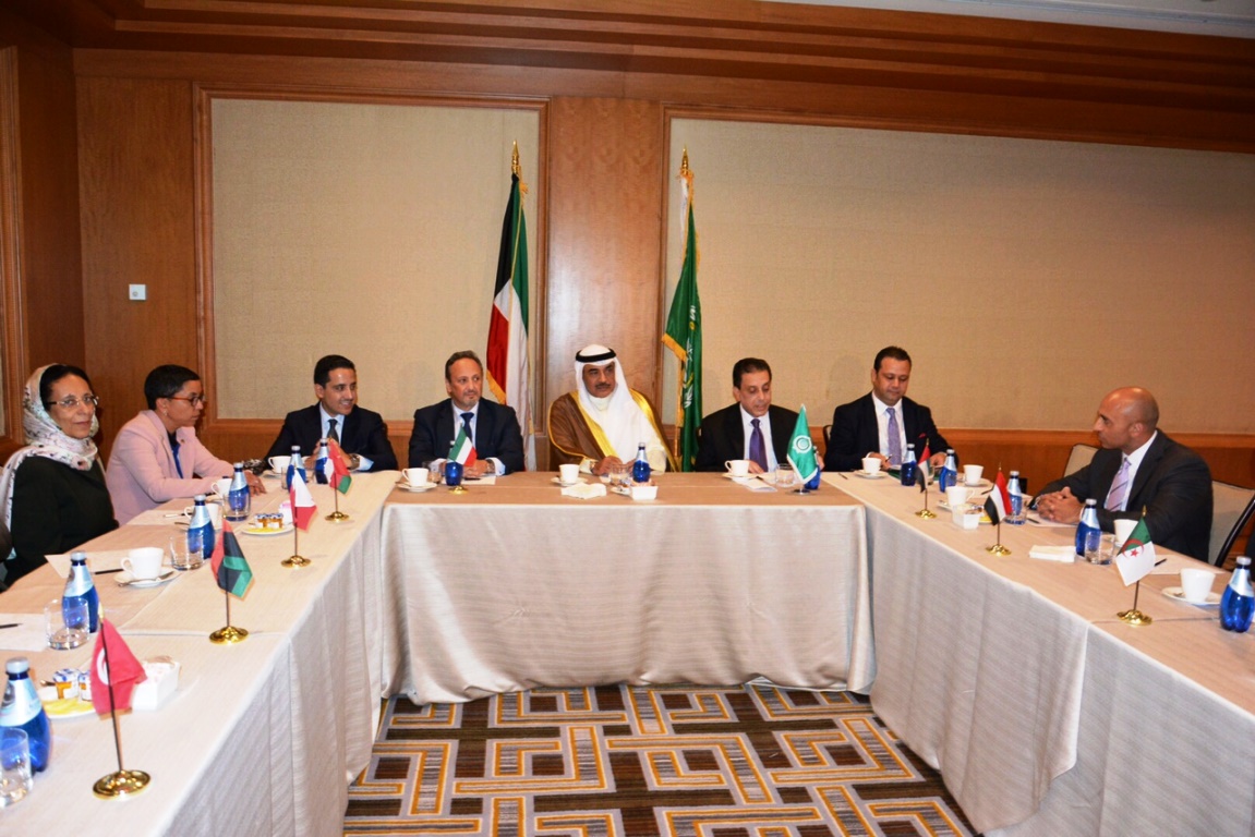Kuwait's First Deputy Prime Minister and Foreign Minister Sheikh Sabah Khaled Al-Hamad Al-Sabah meets Arab diplomats in Washington