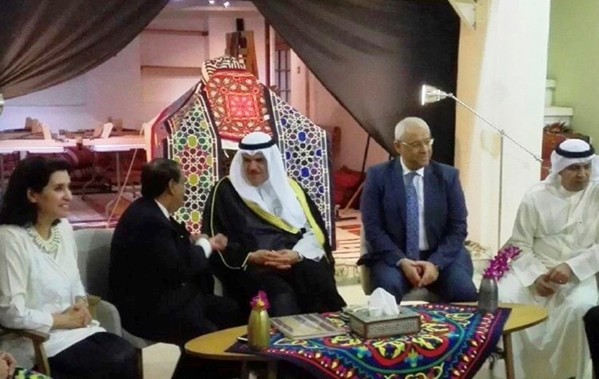 Kuwait's Minister of Information Sheikh Salman Al-Sabah during Traditional Egyptian tent art "Al-Kheyamia" exhibition