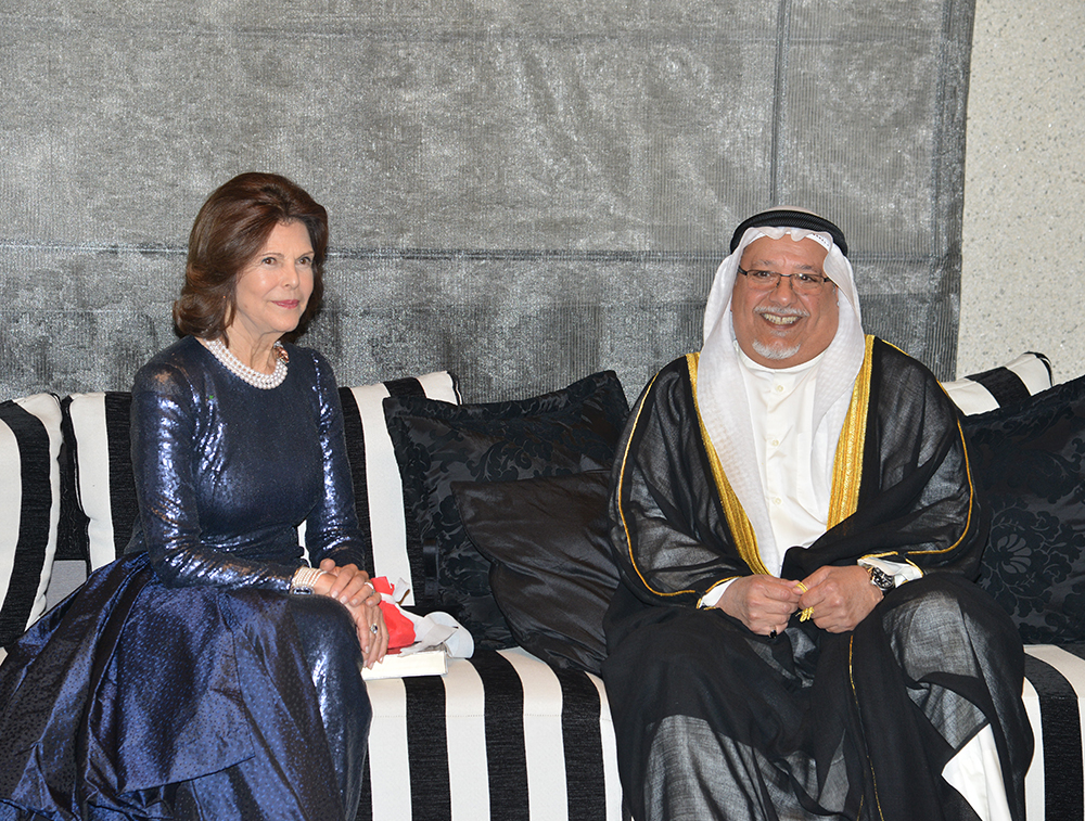 Deputy Amiri Diwan Affairs Minister Sheikh Ali Jarrah Al-Sabah during a banquet attended by Queen Silvia of Sweden, also chairperson of Mentor Foundation International