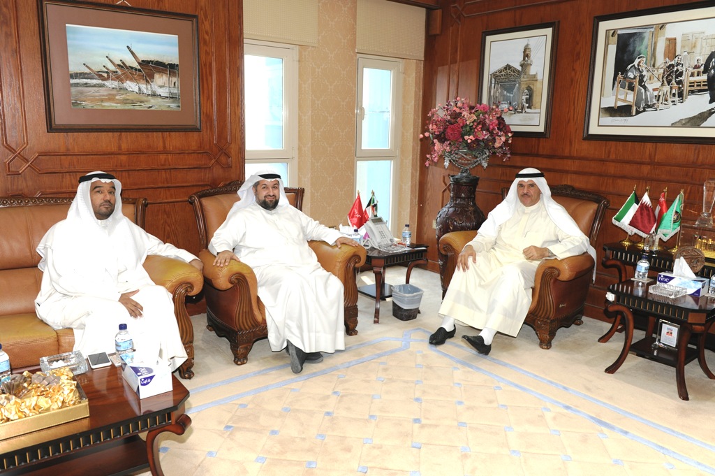 Minister of Information and Minister of State for Youth Affairs Sheikh Salman Sabah Al-Salem Al-Humoud Al-Sabah meets with director of Al-Kout television channel, Mohammad Al-Sayegh