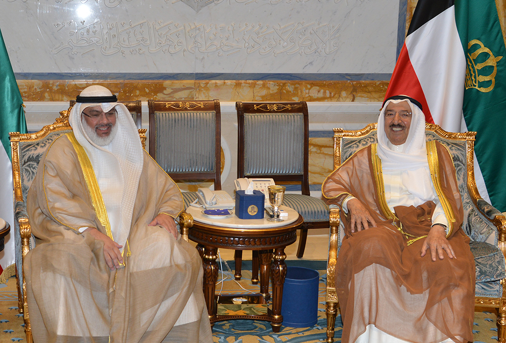 His Highness the Amir Sheikh Sabah Al-Ahmad Al-Jaber Al-Sabah receives Acting President of the State Audit Bureau Adel Al-Sarawi