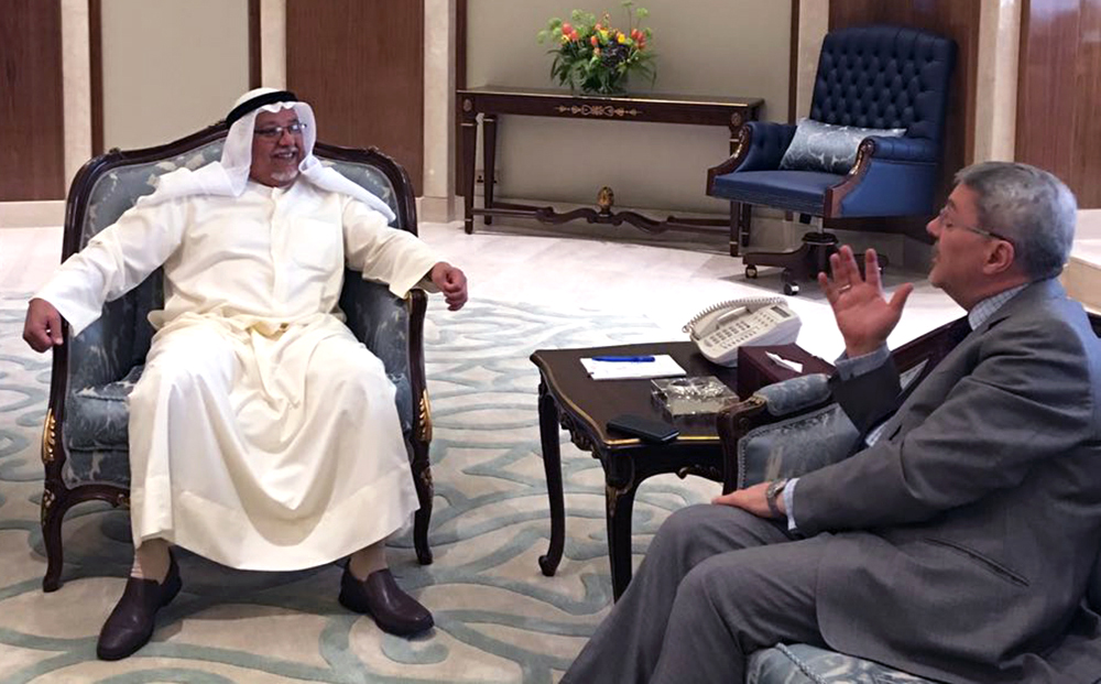 Deputy Minister of Amiri Diwan Affairs Sheikh Ali Jarrah Al-Sabah receives outgoing Iraqi Ambassador to Kuwait Hussein Bahr Al-Ulum