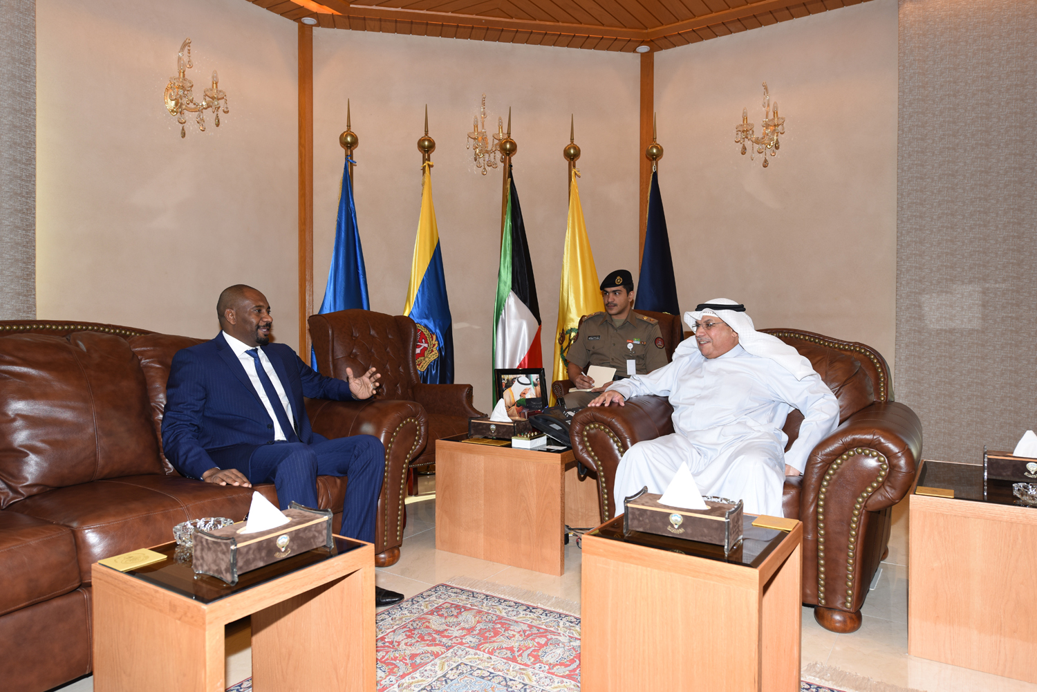 Deputy Prime Minister and Defense Minister Sheikh Khaled Al-Jarrah Al-Sabah meets with Chadian Ambassador to Kuwait Ahmed Agbash