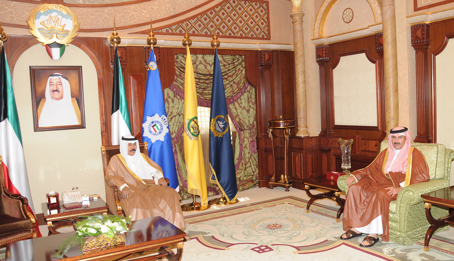 His Highness the Crown Prince Sheikh Nawaf Al-Ahmad Al-Jaber Al-Sabah received Board Chairman and Director General of Kuwait News Agency (KUNA) Sheikh Mubarak Al-Duaij Al-Ibrahim Al-Sabah