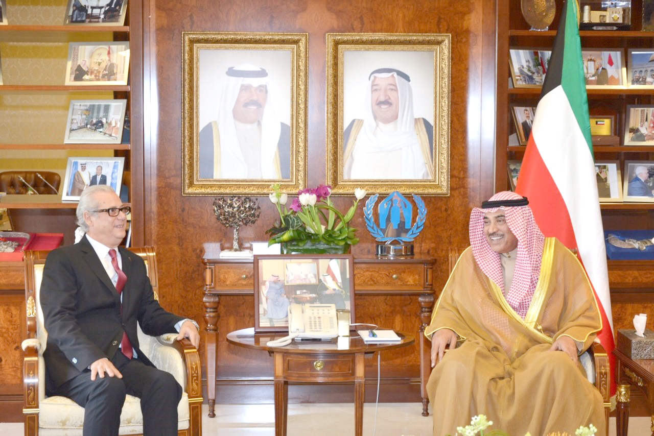First Deputy Prime Minister and Foreign Minister Sheikh Sabah Al-Khaled Al-Hamad Al-Sabah receives  the newly-assigned Moroccan Ambassador to the State of Kuwait, Jaafar Hakeem