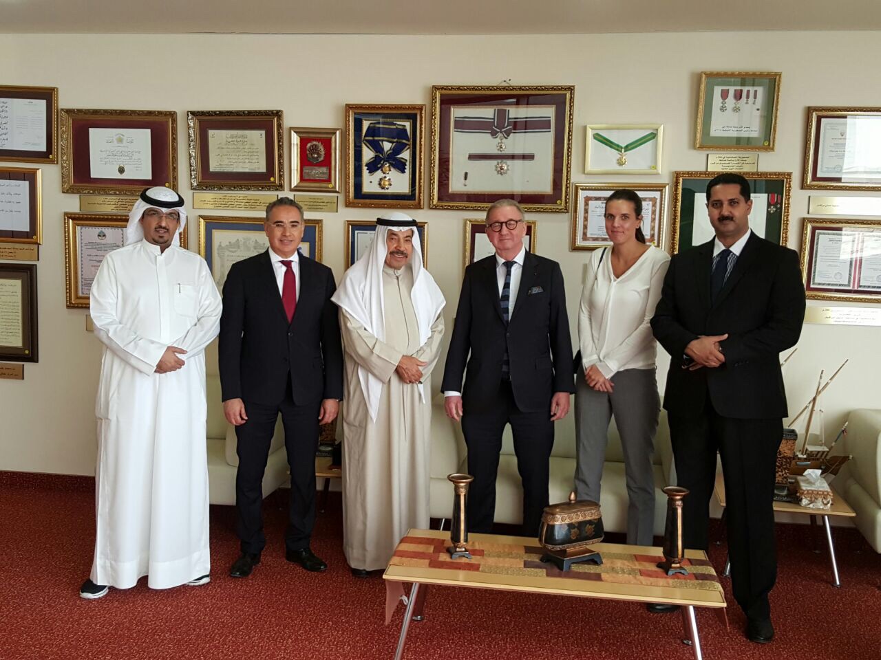 Abdulaziz Saud Al-Babtain with IPI President Terje Rod-Larsen and Director of IPI's Middle and North Africa Office (MENA)