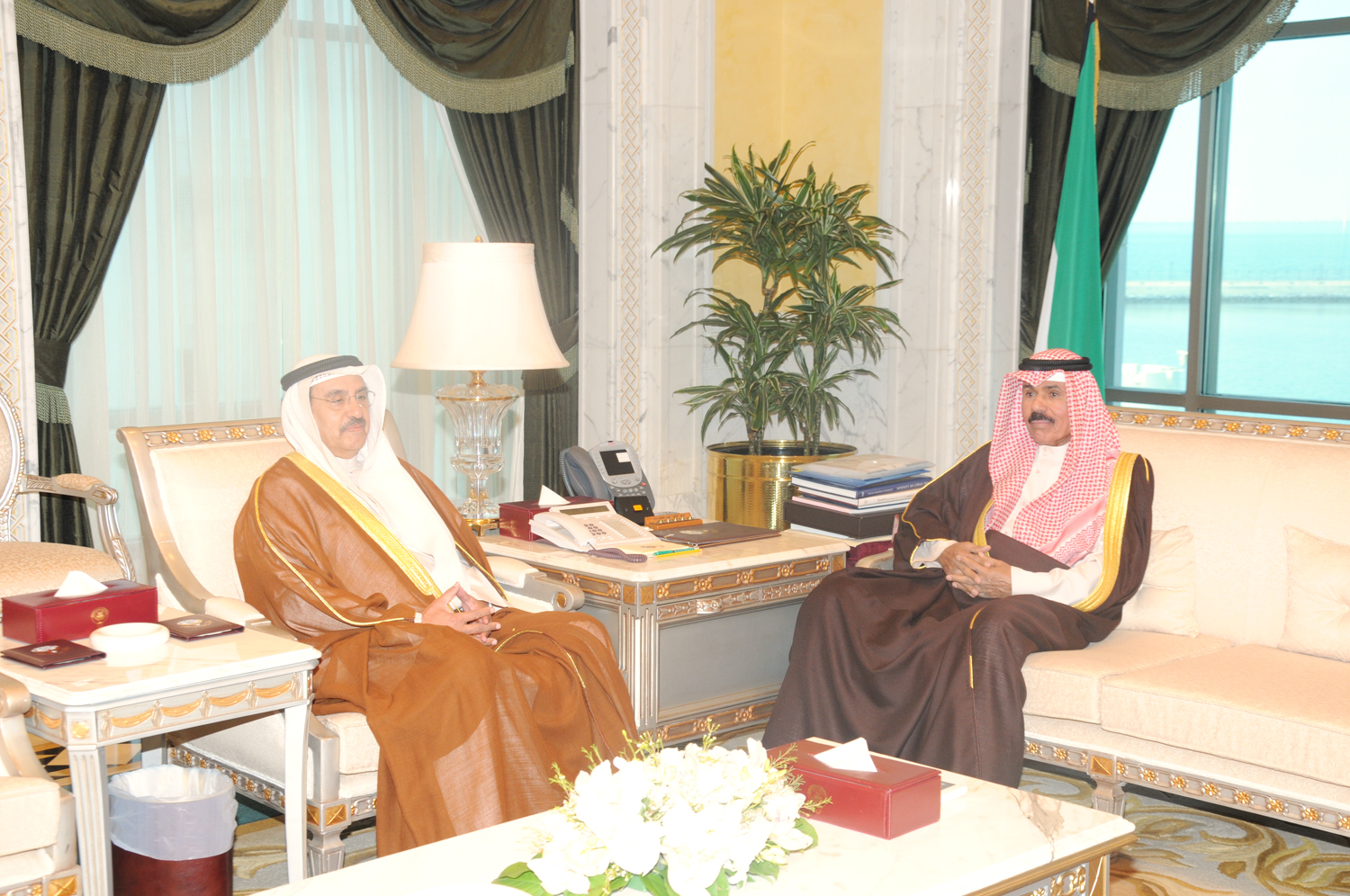His Highness the Deputy Amir and Crown Prince Sheikh Nawaf Al-Ahmad Al-Jaber Al-Sabah received the Governor of Mubarak Al-Kabeer retired Major General Ahmed Abdelateef Al-Rujaib.