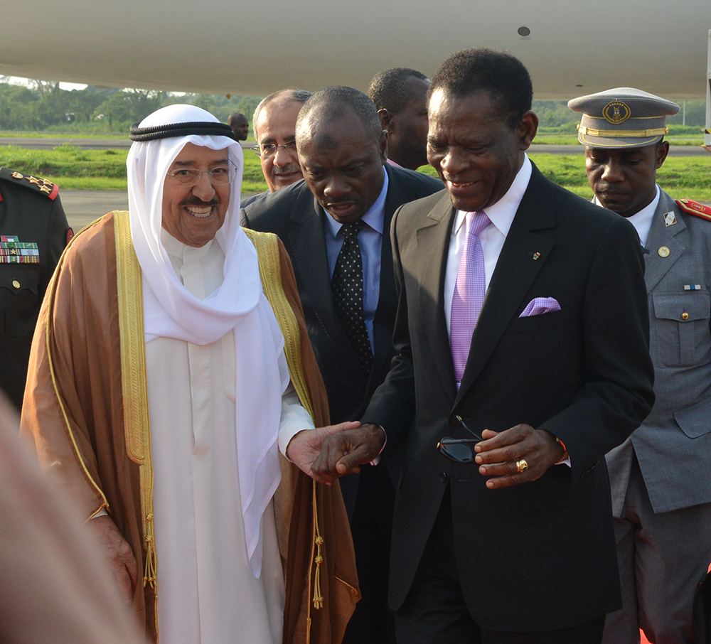 His highness the Amir Sheikh Sabah Al-Ahmad Al-Jaber Al-Sabah arrives in Equatorial Guinea for Africa-Arab Summit
