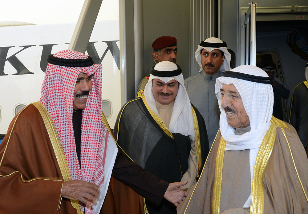 His Highness the Amir Sheikh Sabah Al-Ahmad Al-Jaber Al-Sabah returns home after attending the "Safeguarding Endangered Cultural Heritage" conference held in Abu Dhabi