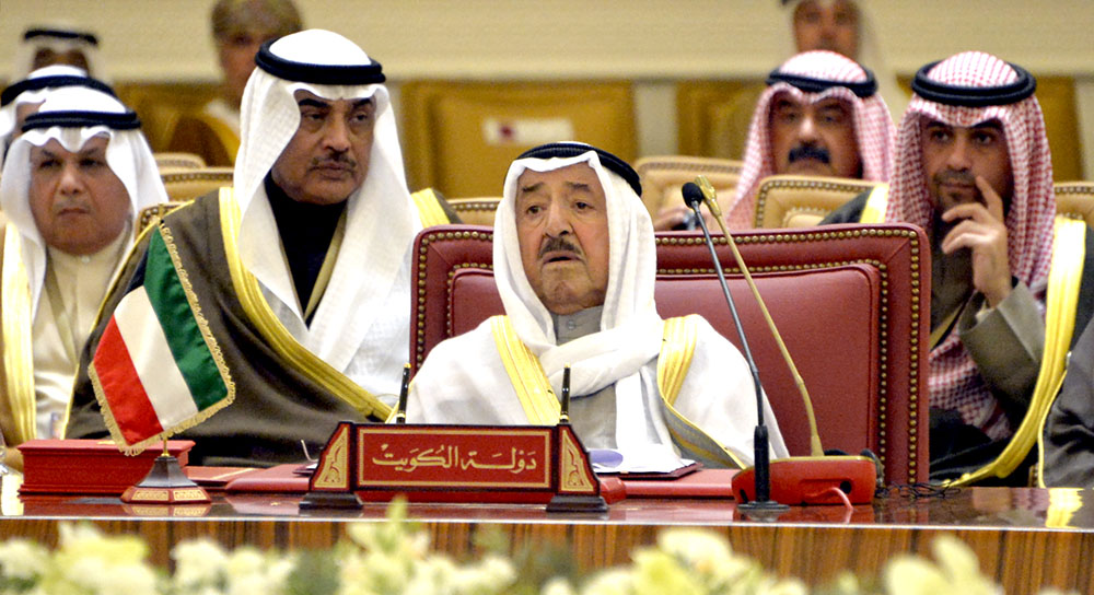 His Highness the Amir Sheikh Sabah Al-Ahmad Al-Jaber Al-Sabah during the closing session of the GCC summit