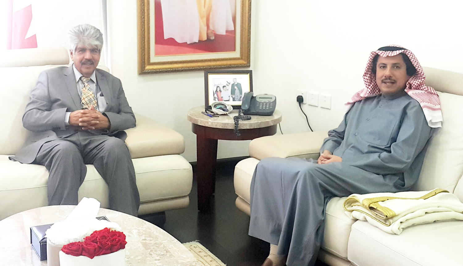 Dean of the Diplomatic corps, Kuwait Ambassador to Bahrain, Sheikh Azzam Mubarak Al-Sabah with the Secretary General of the Bahraini Royal Charity Organization Dr. Mustapha Al-Said