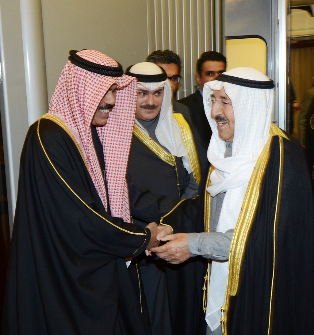 His Highness the Amir Sheikh Sabah Al-Ahmad Al-Jaber Al-Sabah returns home from the United Kingdom