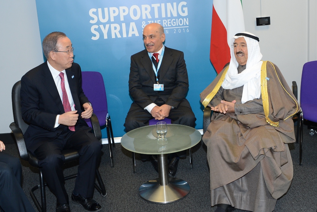 His Highness the Amir Sheikh Sabah Al-Ahmad Al-Jaber Al-Sabah meets the UN Secretary General Ban Ki-moon