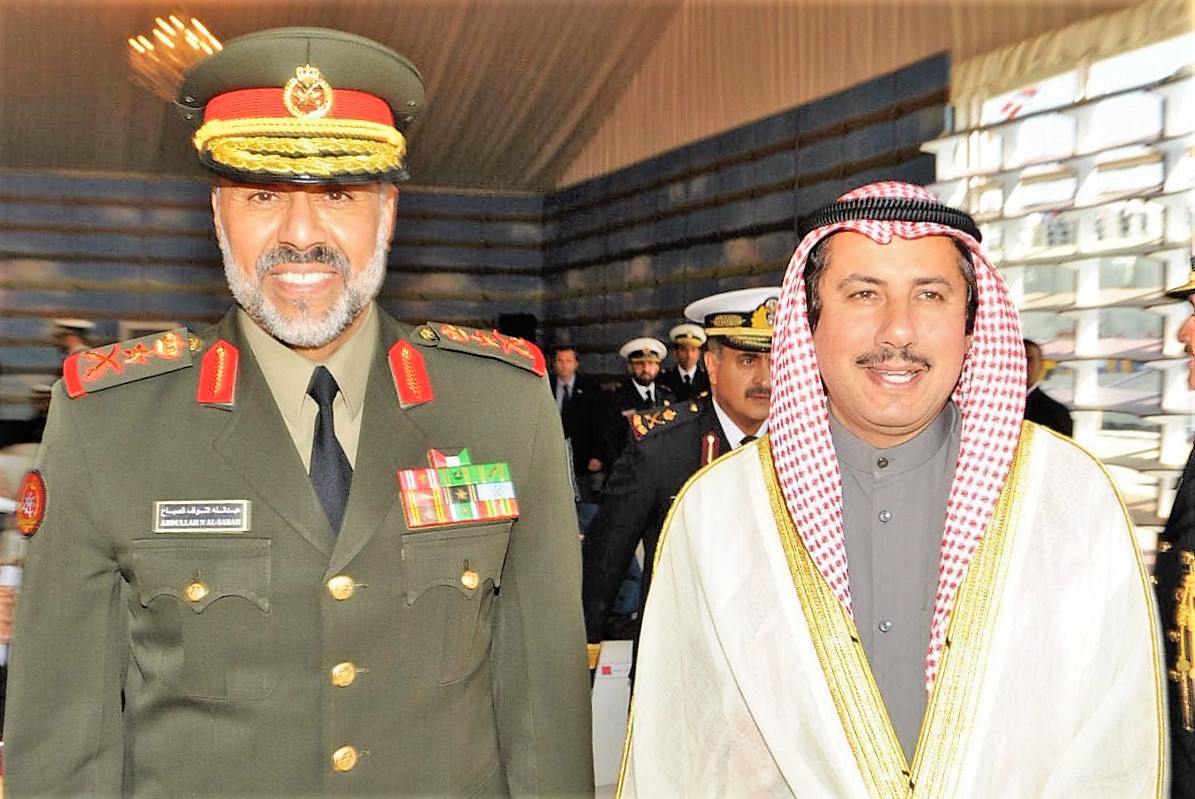 Ambassador to Bahrain Sheikh Azzam Mubarak Al-Sabah with Deputy Chief of staff lieutenant general Sheikh Abdullah Nawf Al-Ahmad Al-Sabah