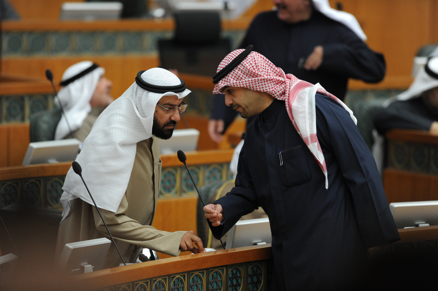 Deputy Prime Minister, Minister of Finance and Acting Minister of Oil Anas Al-Saleh during a debate with the MPs at the Parliament