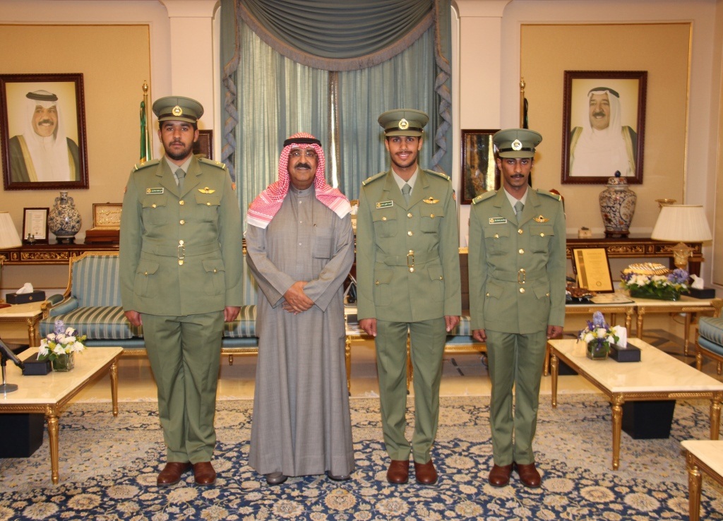 Deputy Chairman of the National Guard Sheikh Mishal Al-Ahmad Al-Jaber Al-Sabah receives number of officers who graduated from the Qatari Ahmed Bin Mohammed Military College