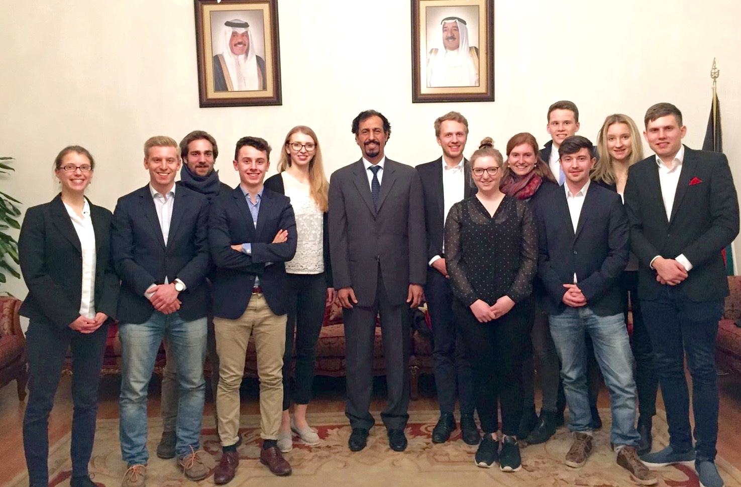 The Ambassador of Kuwait to Italy Sheikh Ali Al-Khalid Al-Jaber Al-Ahmad Al-Sabah with  group of students from Friedrich-Schiller-University of Jena in Germany