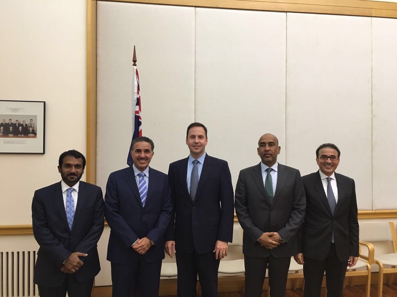 Kuwait Ambassador to Australia Najeeb Al-Bader with Australian Minister for Trade and Investment Steven Ciobo
