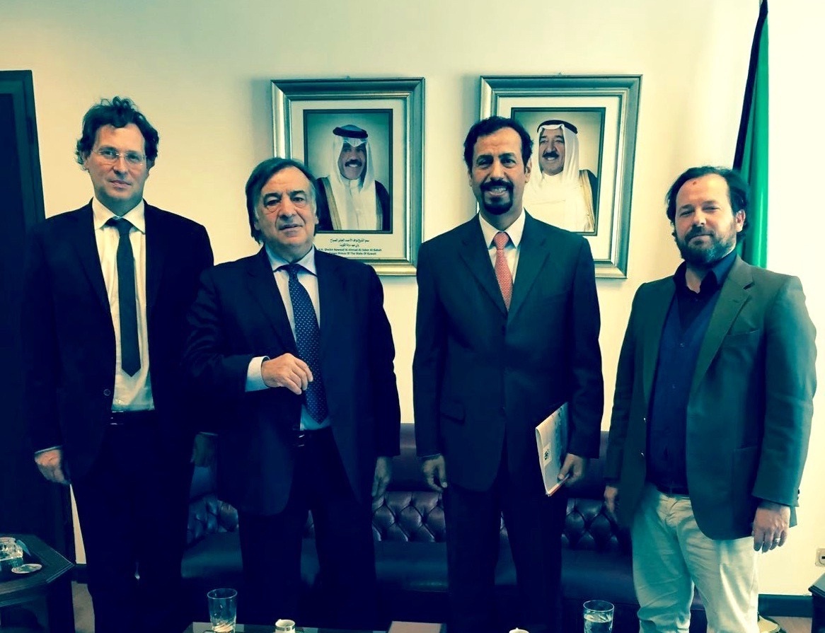 The State of Kuwait Ambassador to Italy Sheikh Ali Khaled Al-Jaber Al-Sabah with Palermo Mayor Leoluca Orlando