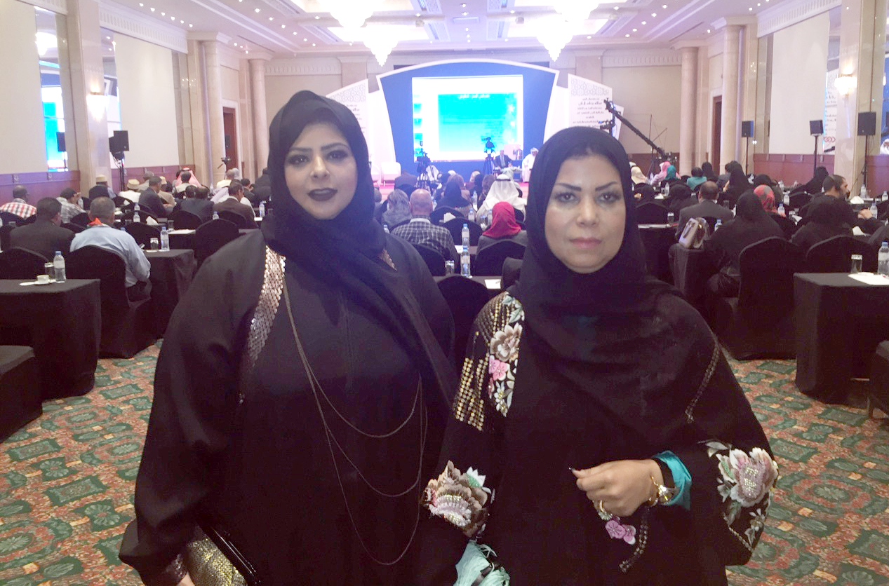 The deputy chairperson of Kuwait society to follow up on people with special needs, Kholud Al-Ali with treasurer of the association Abeer Al-Jammaz