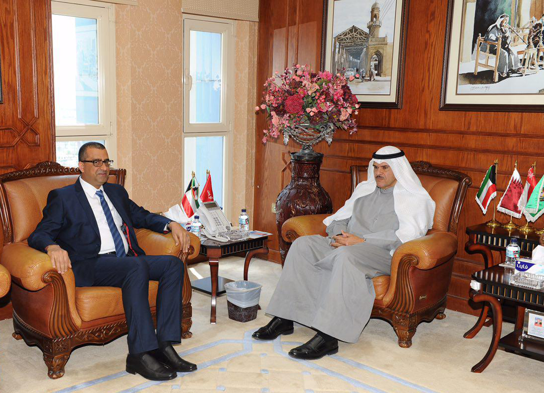 Minister of Information and Minister of State for Youth Affairs Sheikh Salman Sabah Al-Salem Al-Humoud Al-Sabah with Tunisian Ambassador to Kuwait Ahmed bin Al-Sagheer