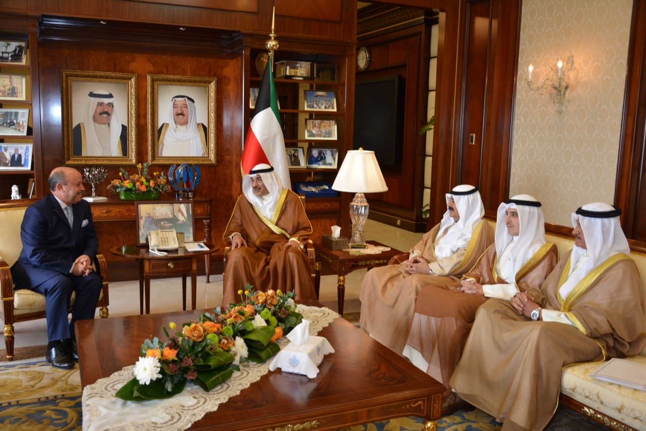 Acting Prime Minister and Foreign Minister Sheikh Sabah Khaled Al-Hamad Al-Sabah receives newly-appointed Algerian Ambassador to Kuwait Abdulhamid Abdawi