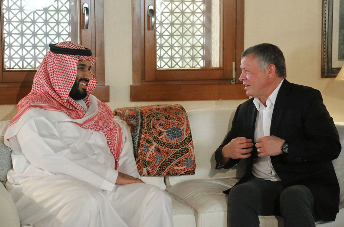 Jordanian King Abdullah II and Saudi Deputy Crown Prince and Defense Minister Mohammad bin Salman bin Abdulaziz