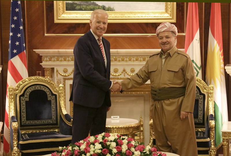 نائب الرئيس الامريكي جو بايدن مع رئيس اقليم كردستان العراق مسعود البارزاني