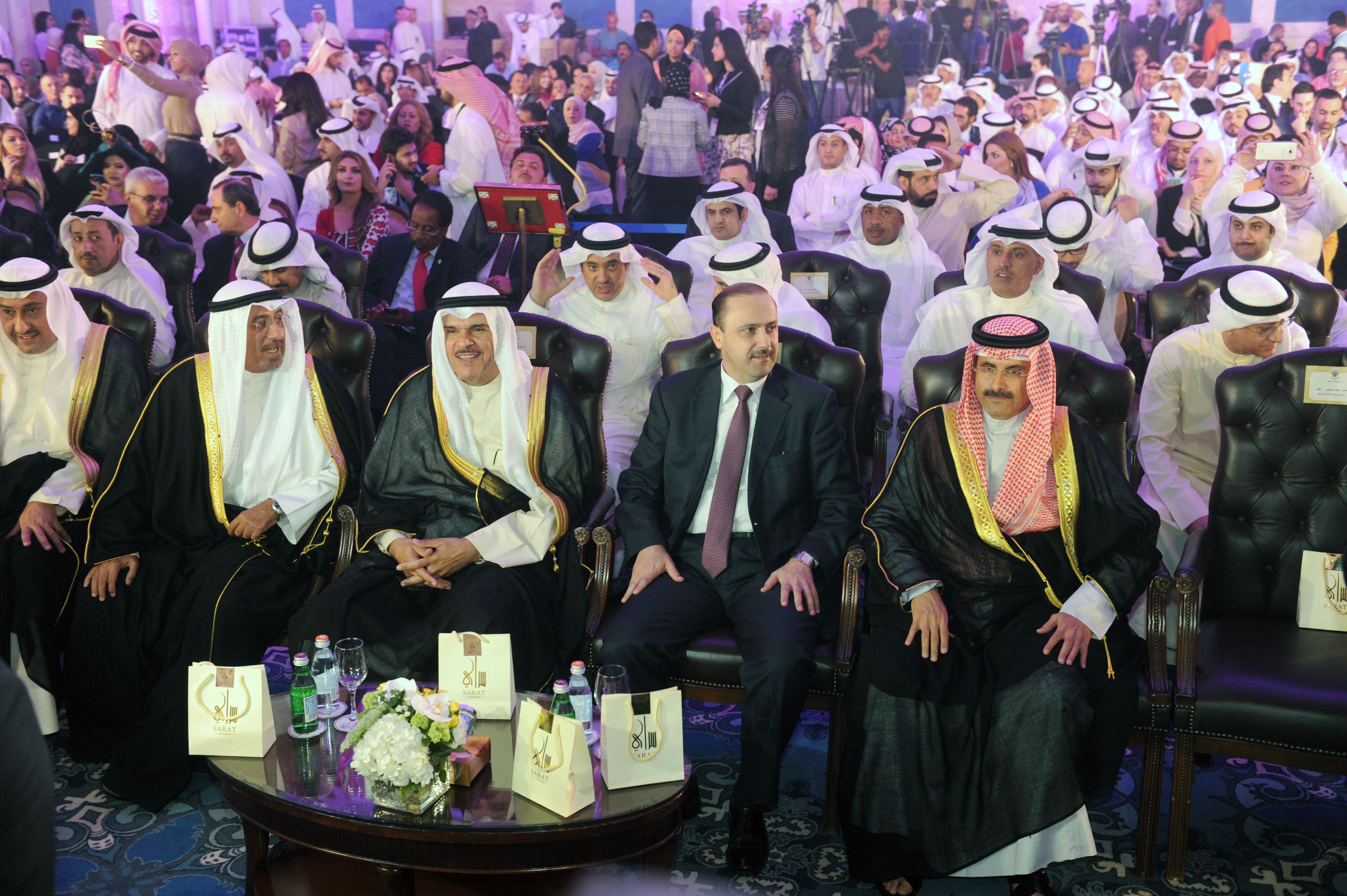 Information Minister Sheikh Salman Al-Sabah and senior guests at the opening of the Arab Media Forum