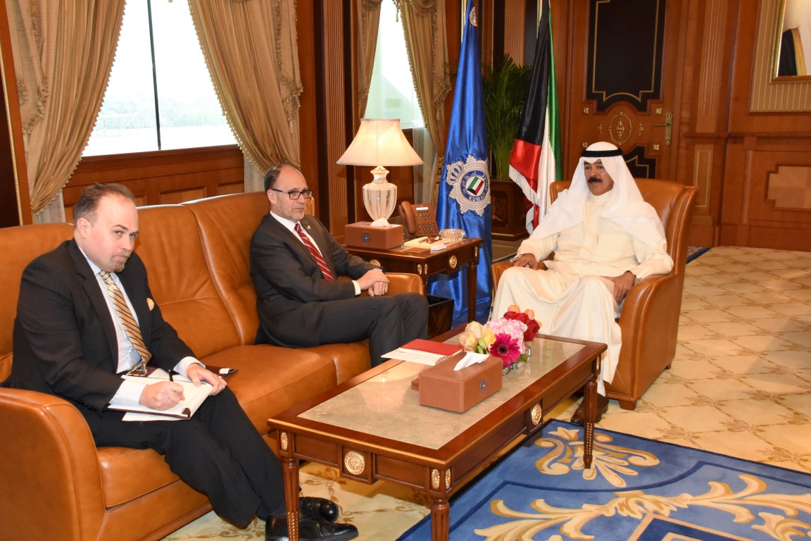 Deputy Prime Minister and Minister of Interior Sheikh Mohammad Al-Khaled Al-Hamad Al-Sabah with US Ambassador Douglas Silliman