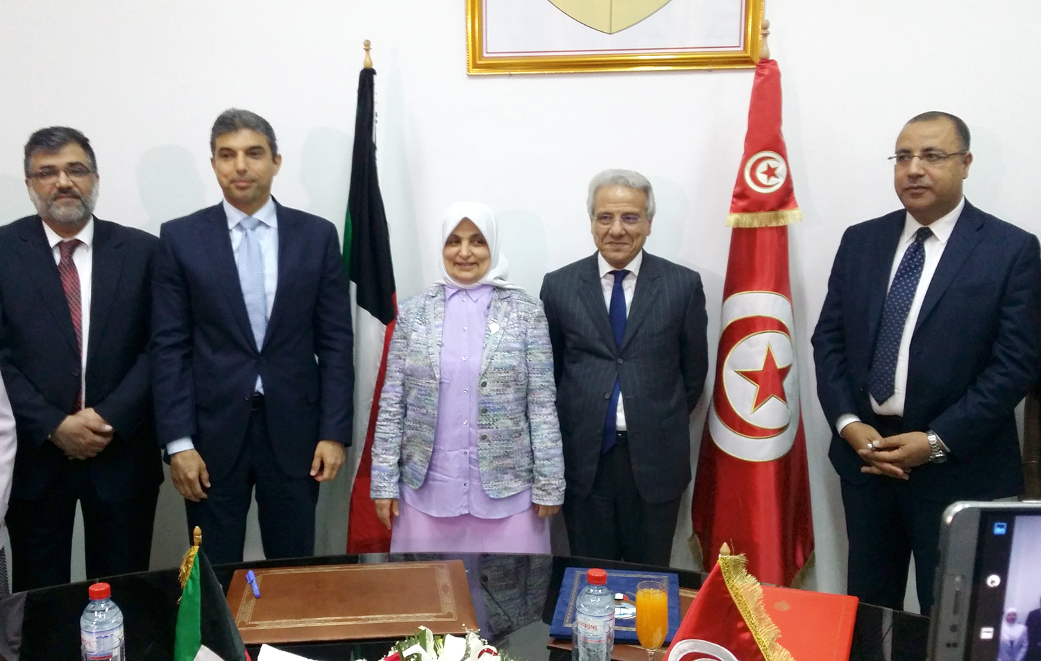 Minister of Social Affairs and Labor and Minister of State for Planning Affairs and Development Hind Al- Sabeeh with Tunisian counterpart Mahmoud bin Ramadan on the sidlines of signing ceremony