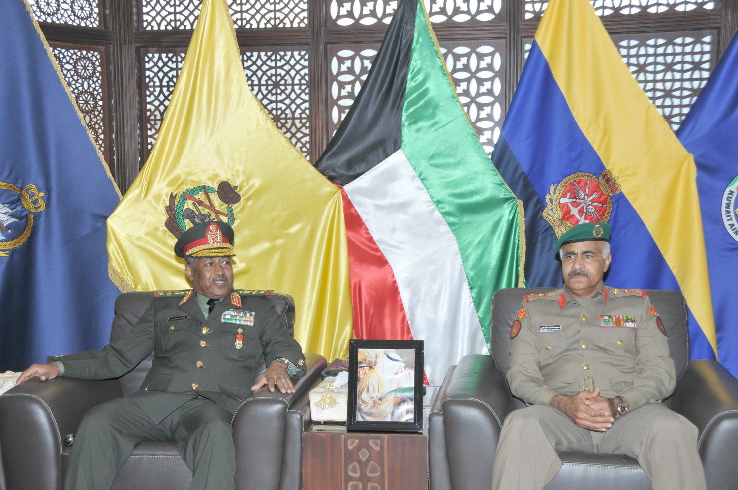 Army Chief of Staff Lieutenant General Mohammad Khaled Al-Kheder meets with his Sudanese counterpart Moustafa Awadhi Hassan
